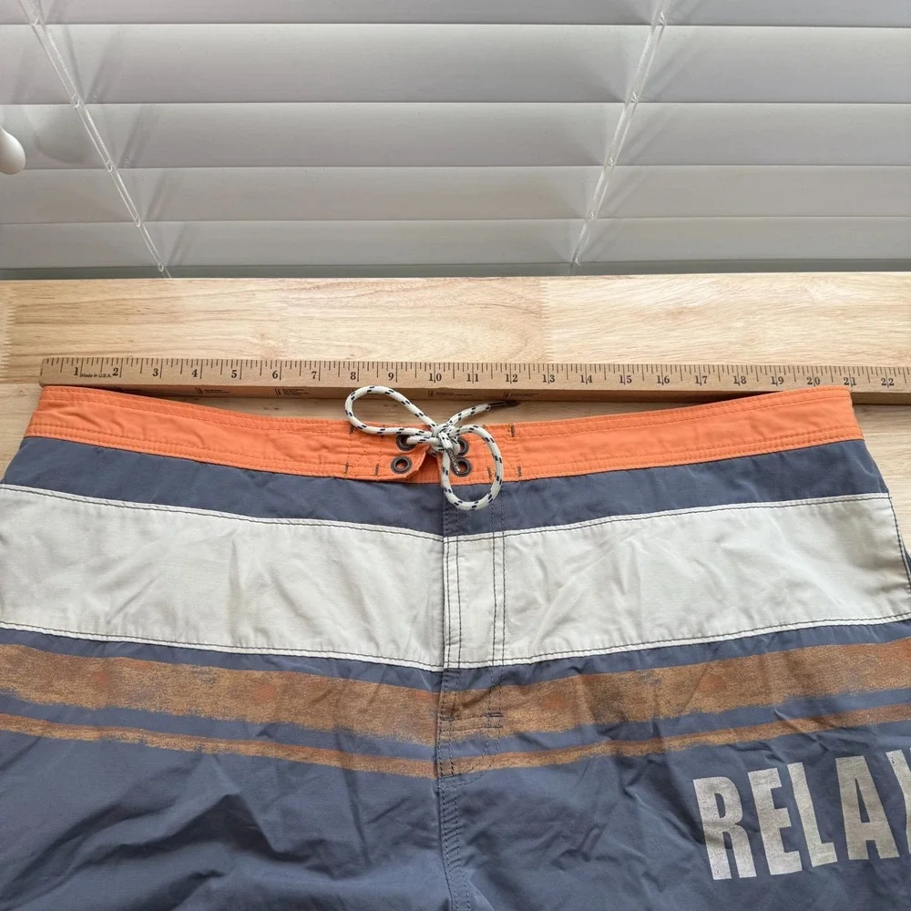 Tommy Bahama Relax Swim Shorts Men's Blue Striped Drawstrings Trunks Beach - 2XL